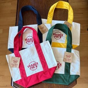 Trader Joe's Mini Canvas Tote Bags - set of 4 - New with Tags